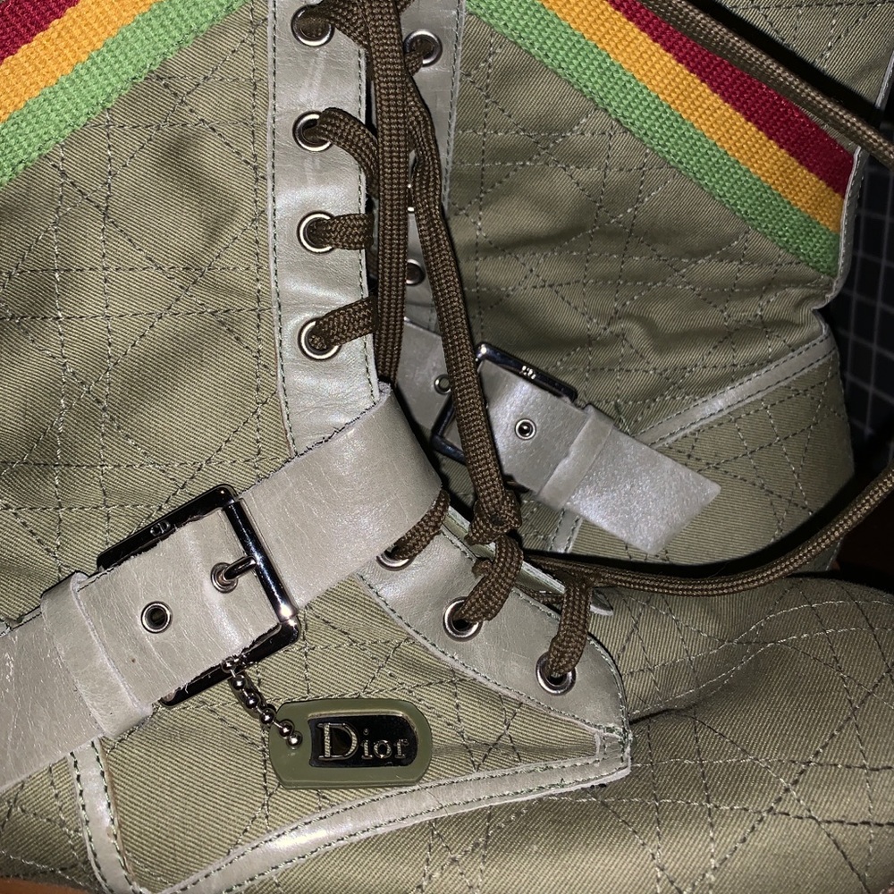 Christian Dior Rasta military style combat boots